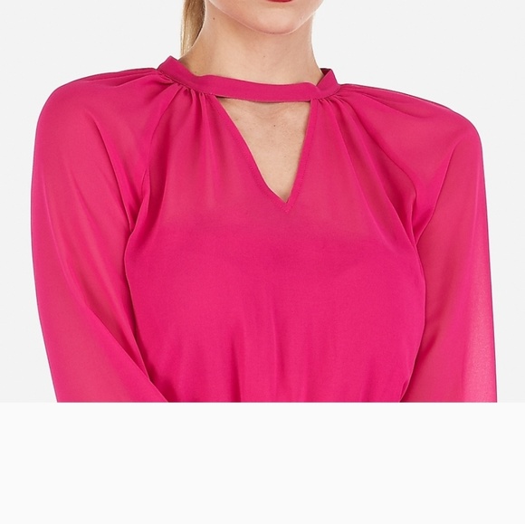 Nwt Top Sheer Choker Cut-out Peplum - Picture 3 of 4